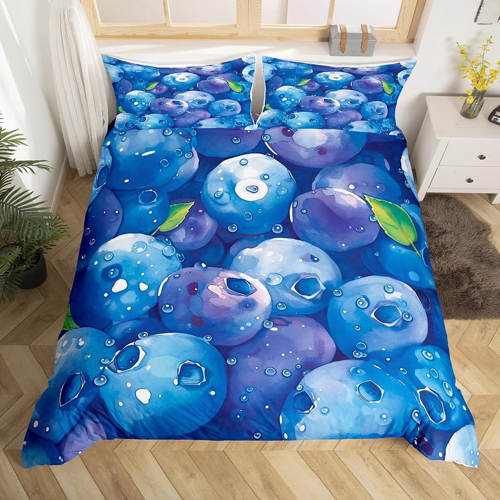 Blueberries Duvet Cover Sets Queen King Lightweight Quilt Covers Bedroom Decor Farmhouse Summer Fruits Bedspread Covers No Quilt