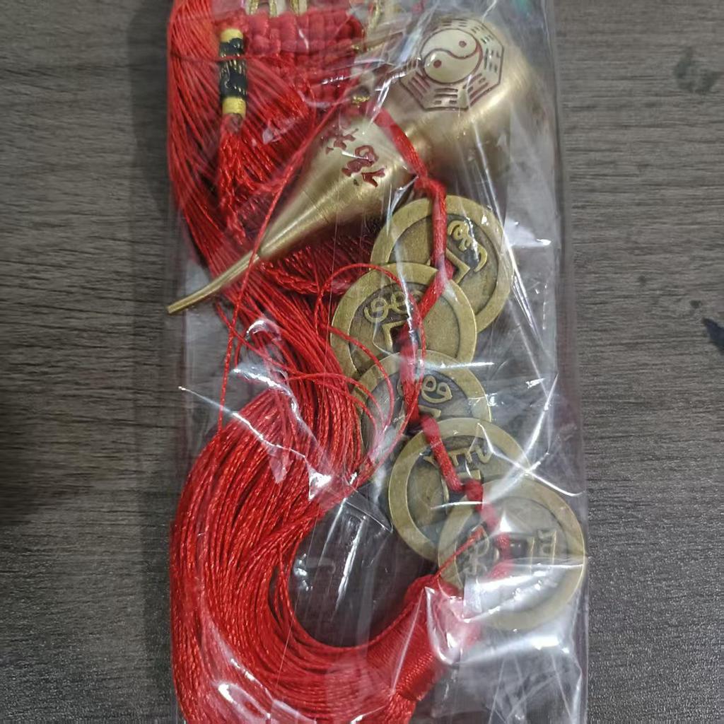 Brass Prosperity Gourd with Five Emperor Coins: Attract Wealth, Ward Off Evil, Auspicious Knot Pendant