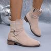 Новые стильные женские ботинки телесного цвета, универсальные, с квадратным каблуком, однотонные, с острым носком, с молнией, украшением, для профессиональных поездок на работу