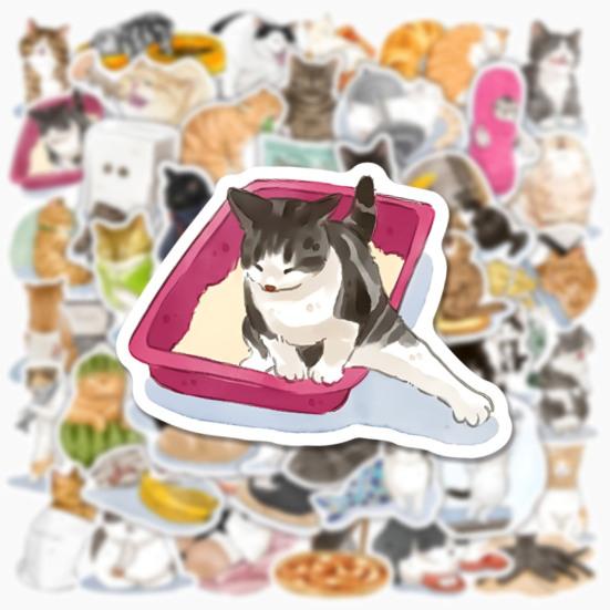 50 шт. красивые мультяшные наклейки, устойчивые к разрыву, широкое применение, хорошая адгезия, милый кот, ноутбук для повседневного использования