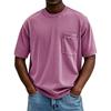 Men's Summer Solid Color Round Neck Loose Pocket Short Sleeve Top