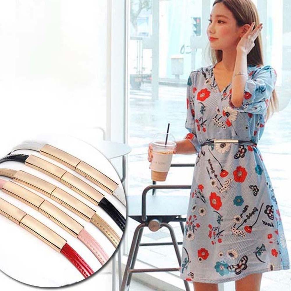 Adjustable Patent Leather Belt Solid Color Durable Thin Buckle Belt Clothes Accessories Versatile Women Waistband Girls