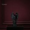 Загадочное ангельское украшение, 3D-печатная скульптура-декорация, Темный готический декор с детализированным черным матовым покрытием текстуры пера, Фигурка