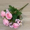 Шелковый пион Искусственный цветок 5 роз 4 ромашки Свадебный имитационный букет Свадебный стол