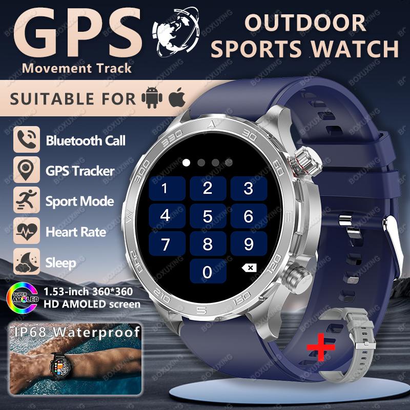 Новые спортивные смарт-часы с GPS, пульсометром, компасом, 1,53-дюймовым AMOLED-экраном, отслеживанием GPS, Bluetooth-звонками, для Android и iOS