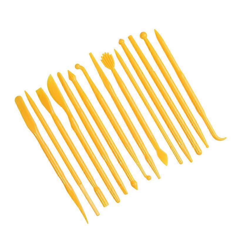 Clay tool with plastic clay knife for children's creation of soft clay clay double-headed pottery tool2sets-yellow