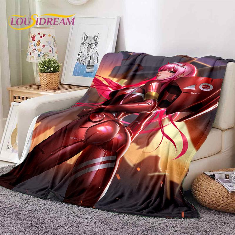 Zero Two Sexy Girl DARLING in The FRANXX Cartoon Flannel Blanket for Bed Bedroom Sofa Picnic,Throw Blanket for Outdoors Leisure