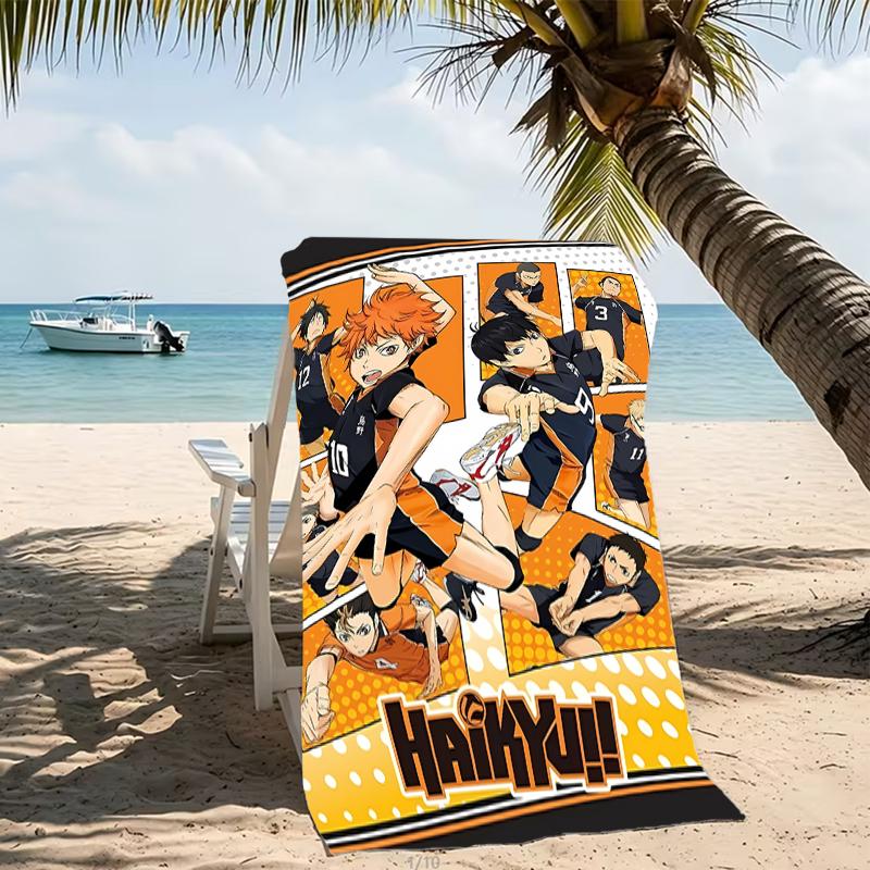 Пляжное полотенце с принтом Haikyu - мягкое, впитывающее, можно стирать в машине. Легкое и современное, для плавания, незаменимое в путешествиях