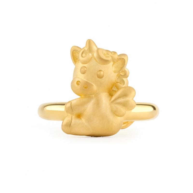 Tinyandco 24k Gold Unicorn Ring 1.875g For Year Of The Horse