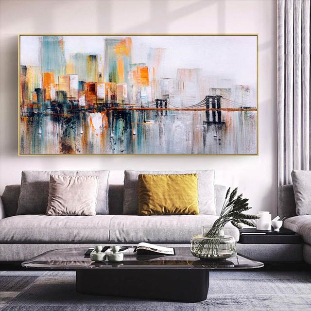 RELIABLI ART Abstract City Building Landscape Posters Home Wall Canvas Paintings For Cuadros Living Room Decor Pictures No Frame