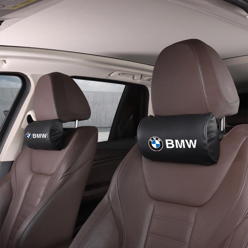 DJSA5 Car Leather Headrest Pillowcase Seat Belt Shoulder Pad For BMW F30 F10 E90 F20 E46 E60 E70 GT Car Interior Accessories Keychain