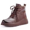 Autumn and winter new medium and short boots warm and non-slip thick-soled velvet mother shoes genuine leather boots for women