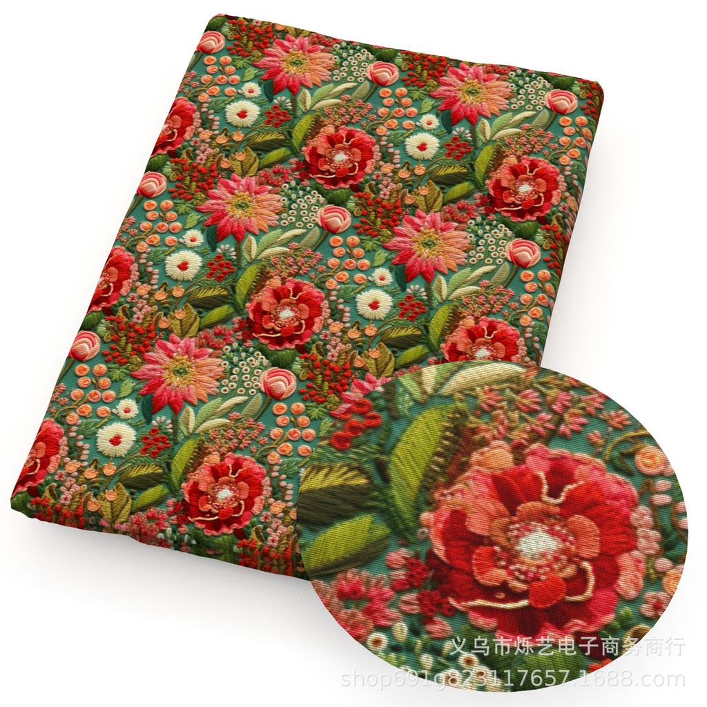 Сделай сам Синтетическая кожа Ткань Цветы Цветочный принт Имитация вышивки Искусственная кожа Обувь Имитация вышивки