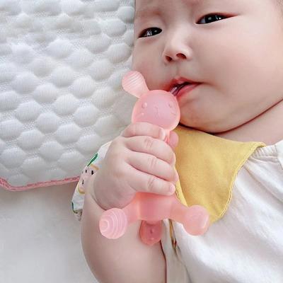Силиконовые грызунки для детей, грызунки для кормления, подарки для новорожденных, мультяшные кролики, грызунки для прорезывания зубов, жевательная игрушка для младенцев