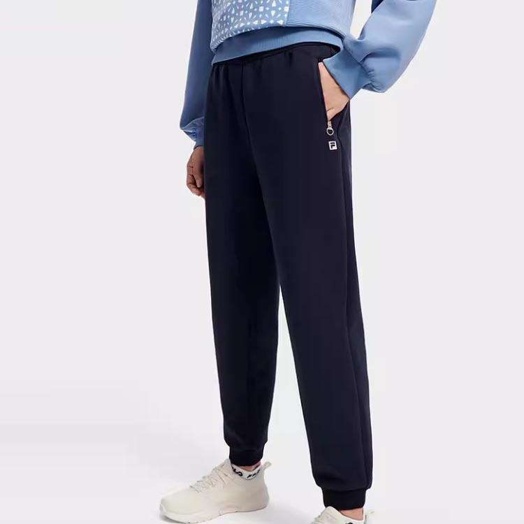 Fila Атлетика Однотонные Простые Брюки для Фитнеса с Манжетами Женские брюки Темно-синий A11W311603F-NV