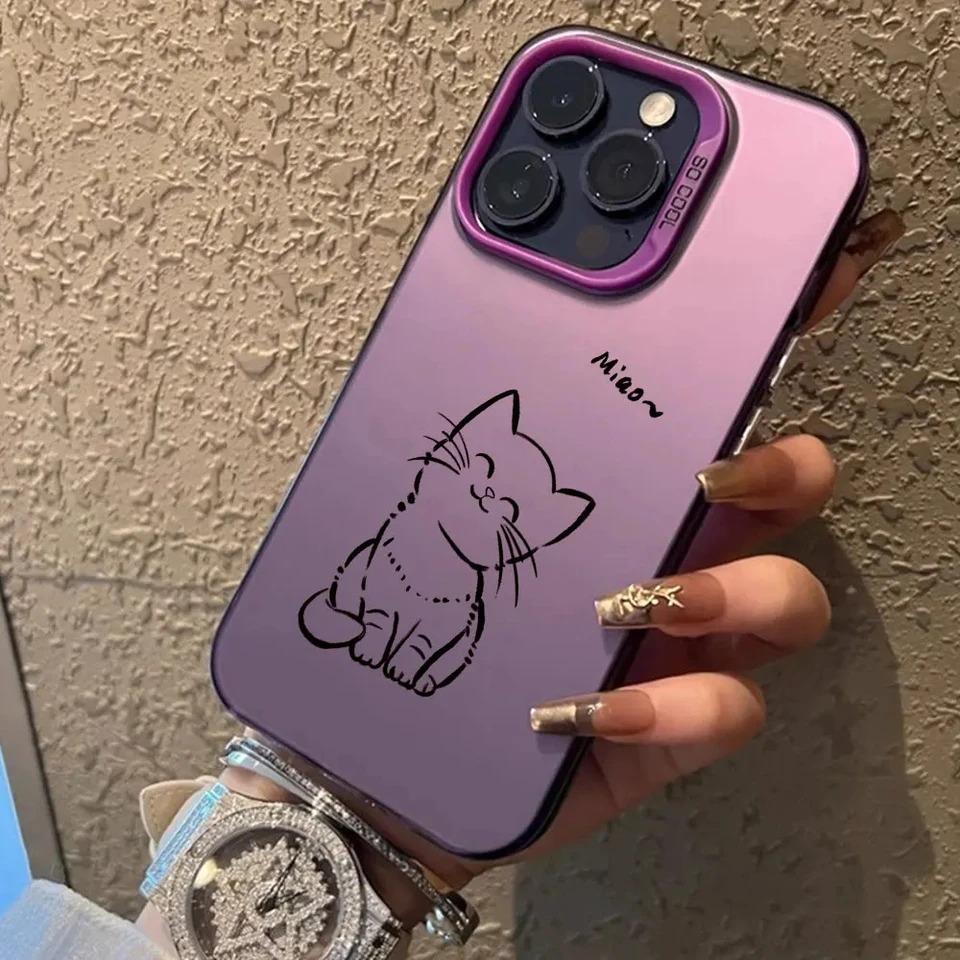 Улыбающийся кот подходит для серии чехлов для телефонов iPhone 16 Pro 15 14 13 12 11 Pro Max X XR XS Max 7 8 Plus Рисунок