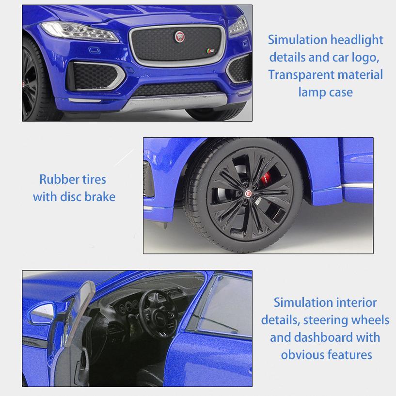 Масштаб 1/24 Welly Jaguar F-Pace, модель автомобиля из сплава, литье под давлением, металлические игрушечные автомобили, модель автомобиля, коллекция высокой имитации, детские подарки