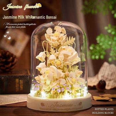 Вечные цветы Конструктор - Совместимый с Lego Роза и Дерево сакуры Сделай сам Горшечное украшение, Игрушка для ручной сборки, Идеальный подарок для девочек