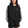 Adidas Originals Adicolor Series Hooded Striped Fitted Cropped Long Sleeve Sweatshirt Women Sweatshirt Black IU2424