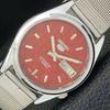 ВОССТАНОВЛЕННЫЕ МУЖСКИЕ ЧАСЫ SEIKO 5 AUTOMATIC, СДЕЛАНО В ЯПОНИИ, КРАСНЫЙ ЦИФЕРБЛАТ, ИЗГОТОВЛЕНЫ НА ЗАКАЗ a440104-2 QV90-a440104