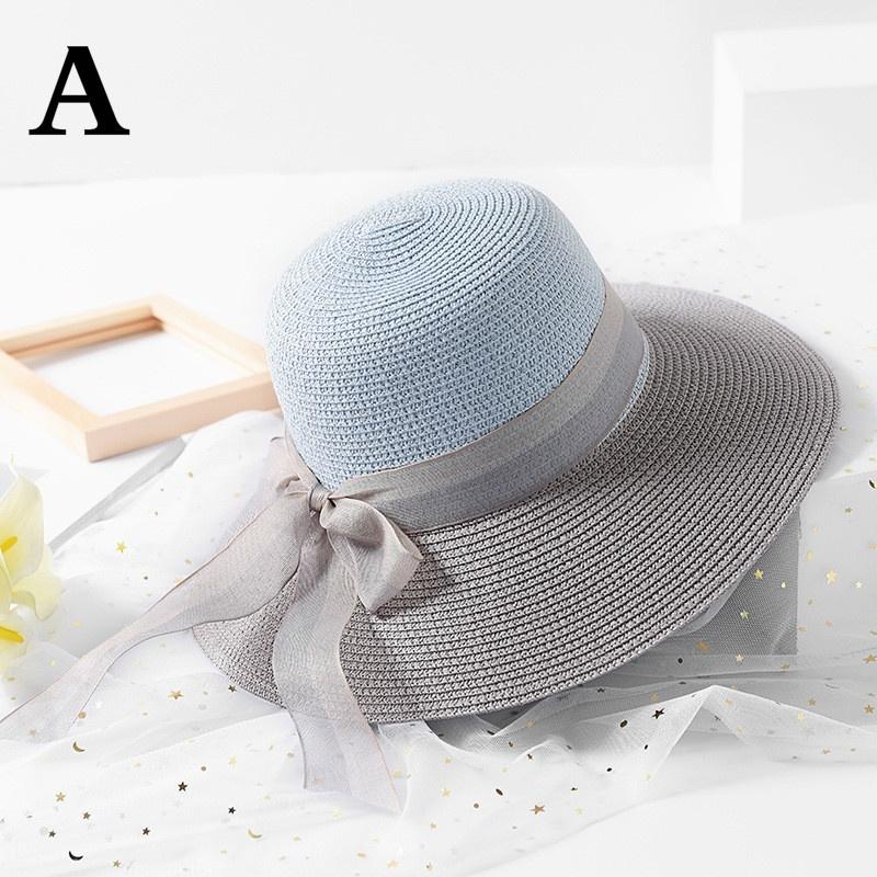 Fashion-двухцветная лоскутная полосатая летняя шляпа от солнца с бантом, женская соломенная пляжная шляпа, большая шляпа с полями