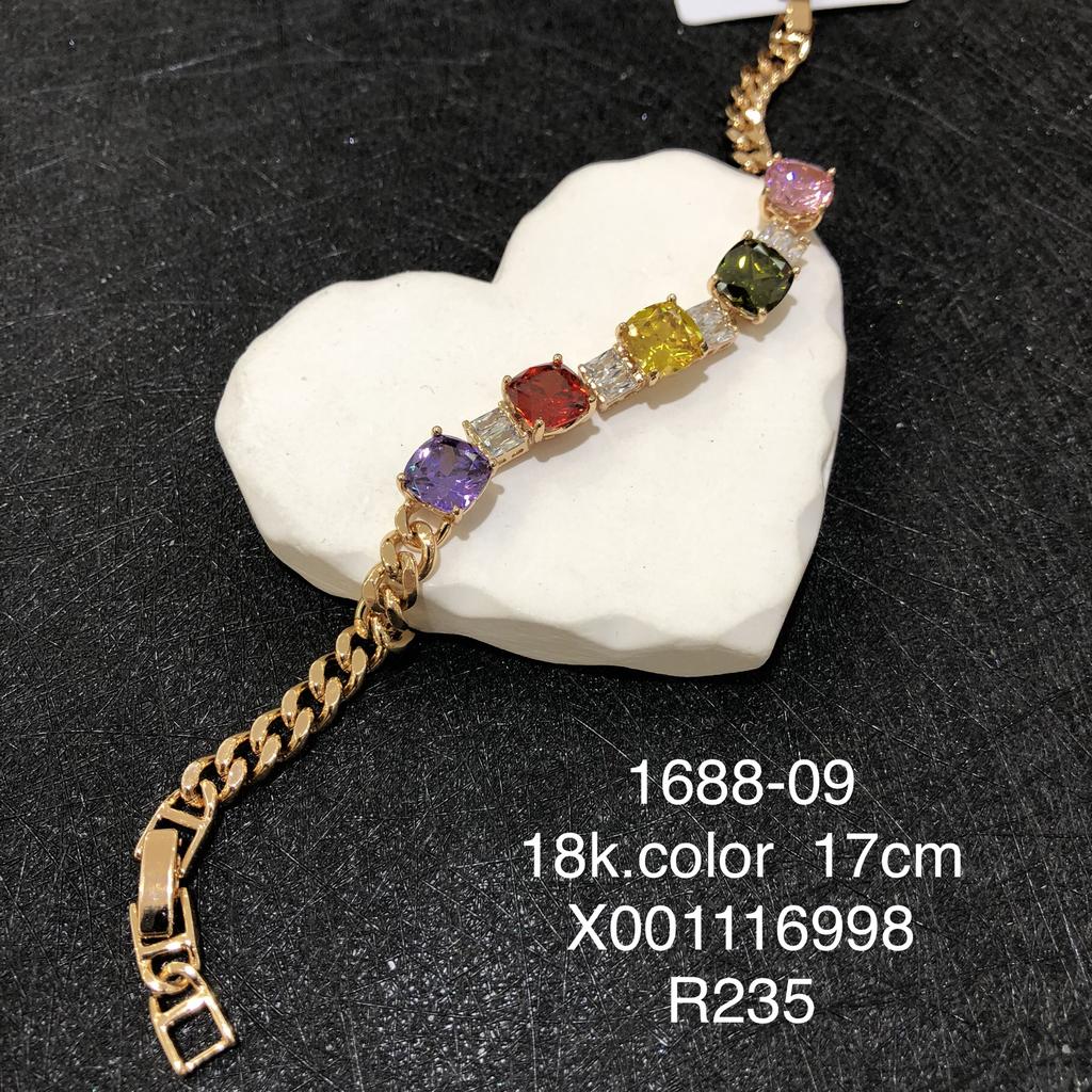 XUPING Jewelry Iced Out Synthetic CZ Colorful Gemstone Artificial Stone Clasp Gold Color Plated Pink Women Heart Tennis Bracelet