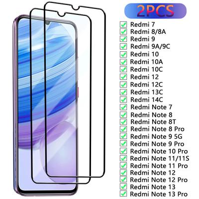 2 шт. полное закаленное стекло для xiaomi redmi 7 8 9a 10c 12c 13c 14c защитная пленка для экрана для redmi note 7 8t 9 10 11 12 13 pro стекло
