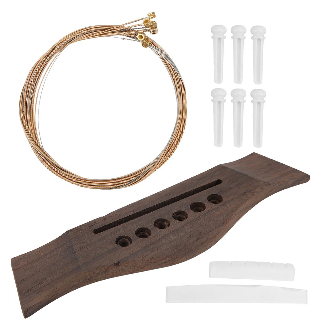 Guitar Bridge Set String Stud Bovine Bone Nut Saddle Stringed Instrument Replacement Parts