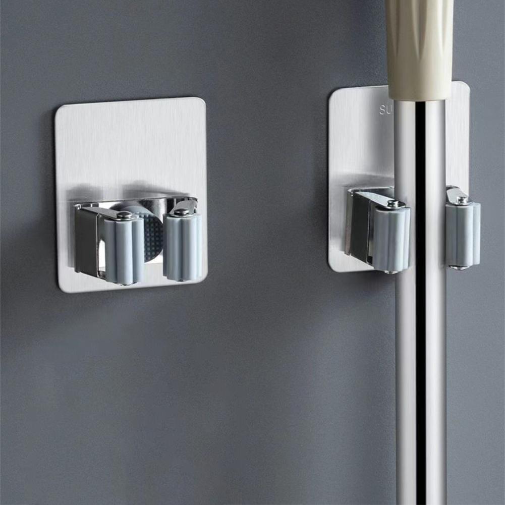 Клейкий настенный зажим Клейкий настенный зажим Кухонный органайзер Подставка для швабры