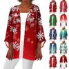 Women's Casual Fashion Caot Christmas Printed Lightweight Medium Length Jacket Cardigan