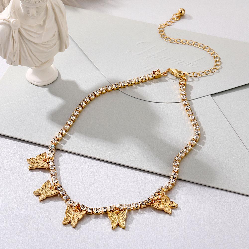 Ожерелье с бабочкой, кулон с бабочкой, ожерелье, женская цепочка на ключицу, модные женские украшения, подарок для девушки