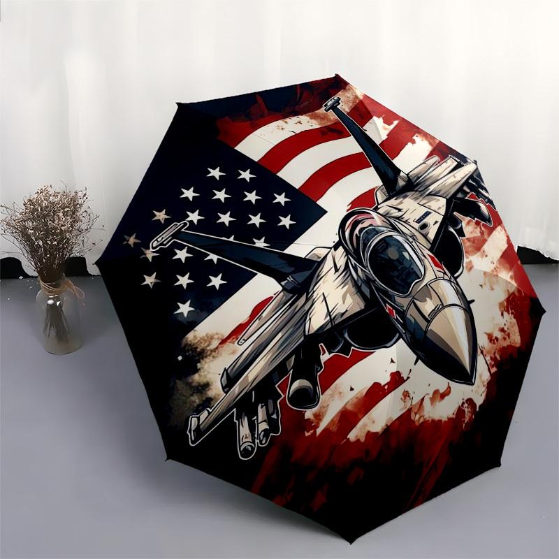1pc American Military Aircraft Umbrella with Plastic Handle,Compact & Stylish,Suitable for All Seasons ptys26026