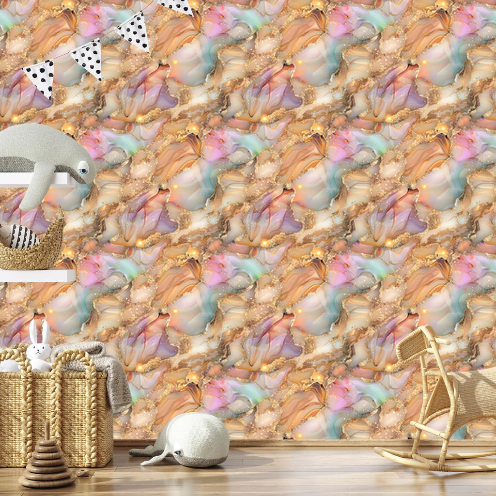 Beige, gold and orange ink wallpaper for living room and bedroom 50x1000