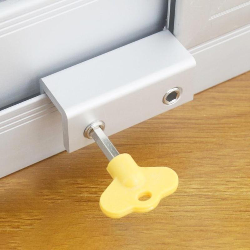 Security Anti-theft Key Lock Aluminum Alloy Window Sliding Doors Restrictor Door Household Hardware for Baby Kids Safety