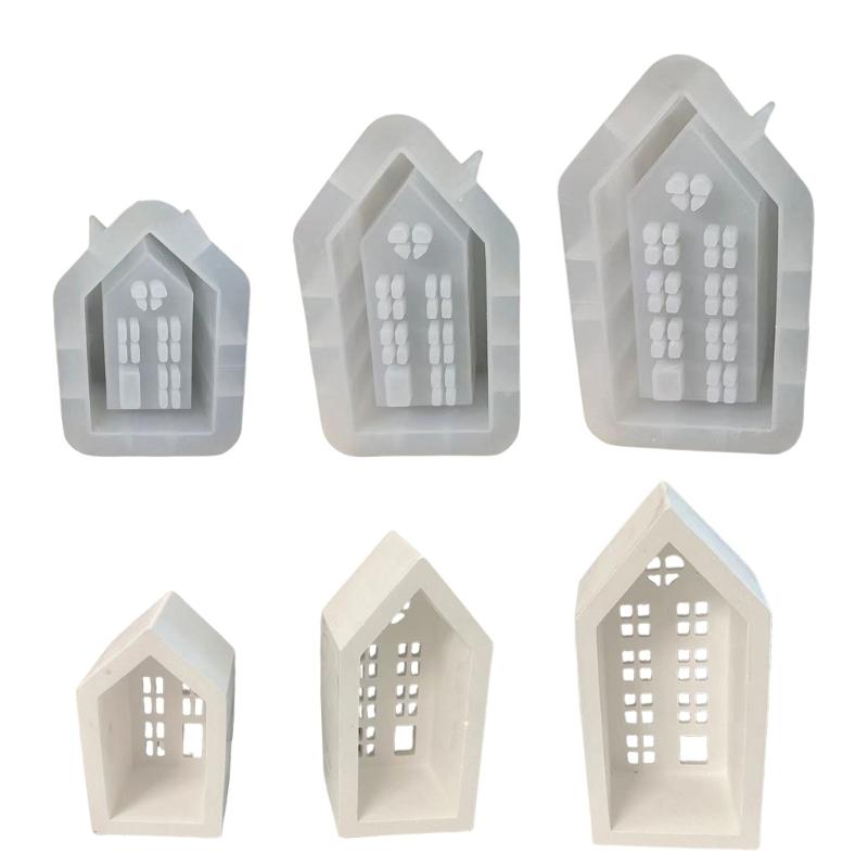 3D Дом Подсвечник Силиконовая Форма DIY Цемент Гипс Глина Подсвечник Украшения Из Смолы Формы Украшения Для Дома