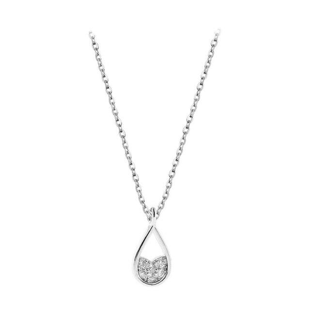 925 Sterling Silver Waterdrop Necklace for Women Shiny CZ Clavicle Chain Charm Necklaces Party Jewelry New