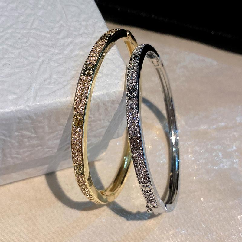 Браслет из позолоченного сверкающего циркония, универсальный и высококачественный женский легкий браслет в роскошном стиле