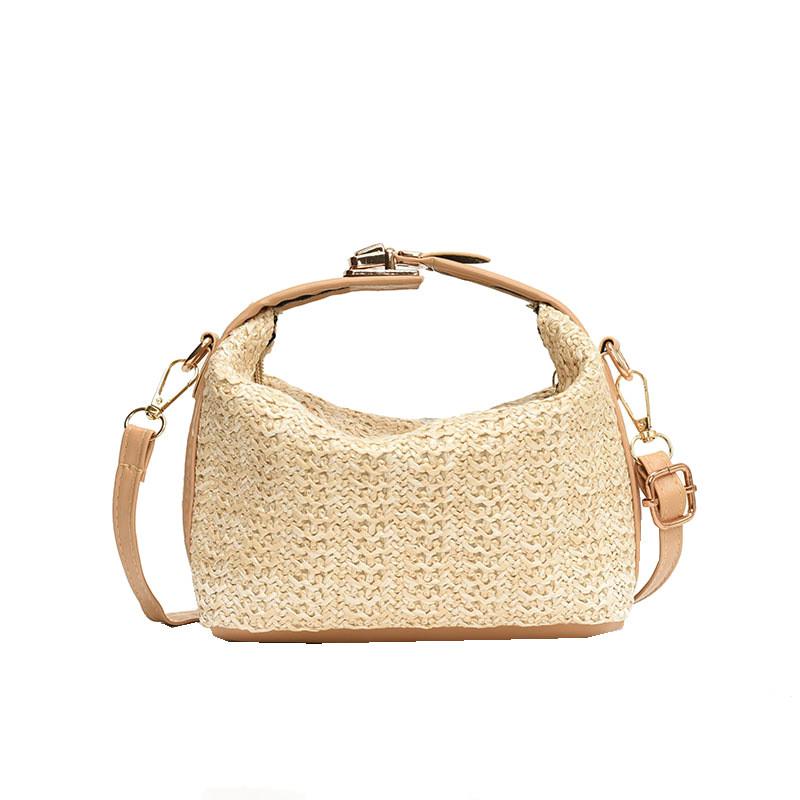 Summer Womens Woven Shoulder Bag With Zipper Closure For Casual Daily Use