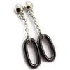 [K4742] - Черные стальные серьги «Хореография» (керамика)