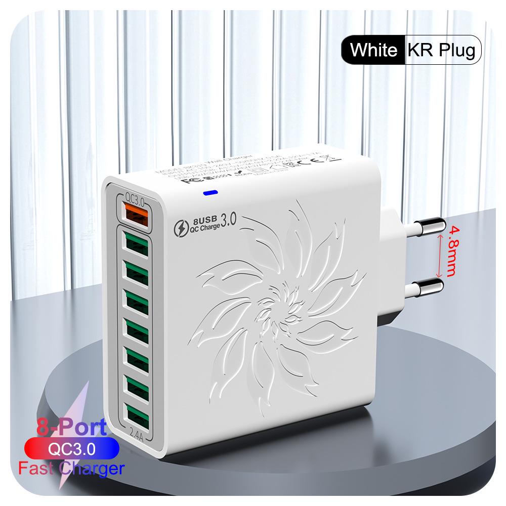 30 Вт QC3.0 Цветной Цветок 8-портовое USB Быстрое Зарядное Устройство для Стандартов США, ЕС, Кореи