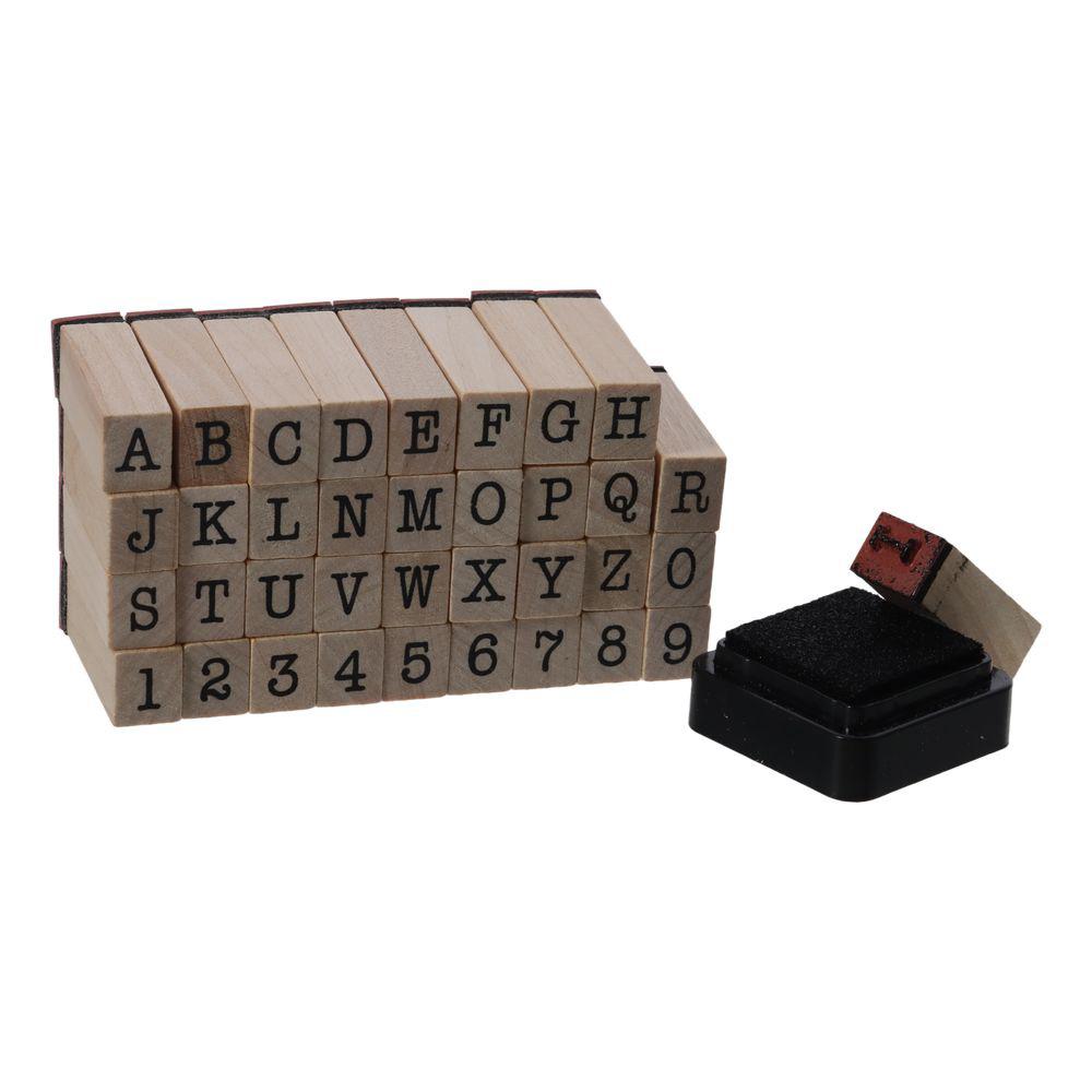 Brown Wooden Stamps Wood Alphabet Stamps Scrapbooking Supplies Stamps for DIY