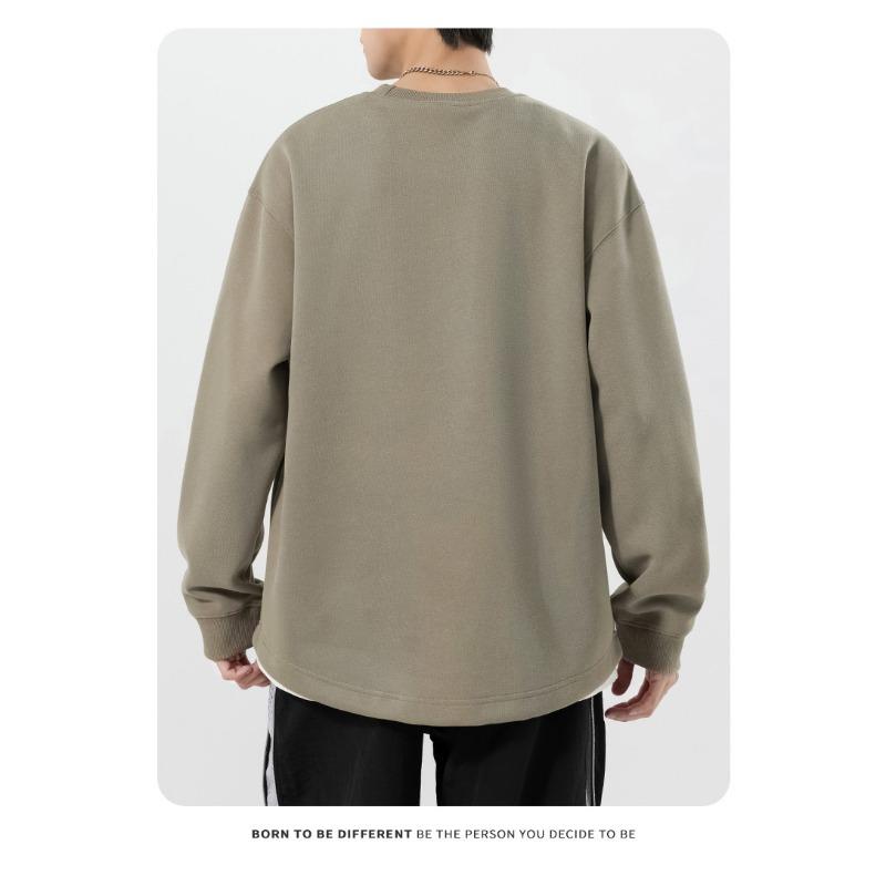 Men S Long Sleeve T Shirt Loose Fit Arc Hem Letter Print Casual Top