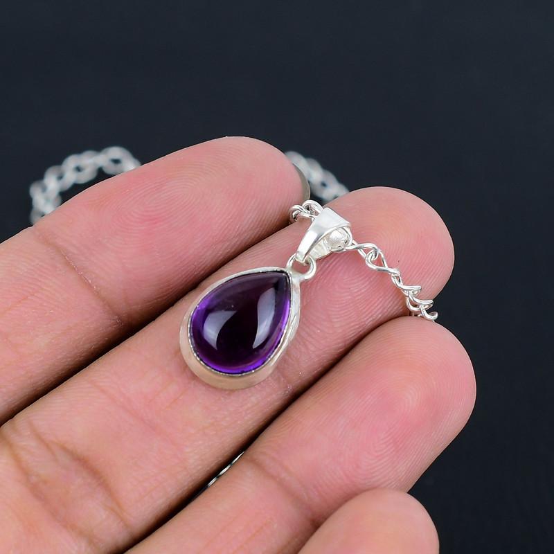 Подвеска из королевского синего аметиста, изготовленная вручную из полированного серебра 925 пробы, с современным дизайном, подарок на свадьбу, день благодарения