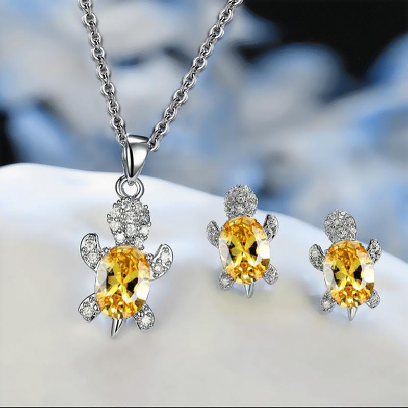 Tortoise Pendant Necklace Earring Set Niche Design Sense Female Jewelry