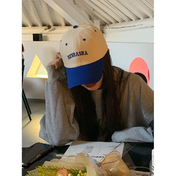 Korean-style letter patchwork brim baseball cap for women, spring and autumn fashion versatile street trend couple's baseball cap