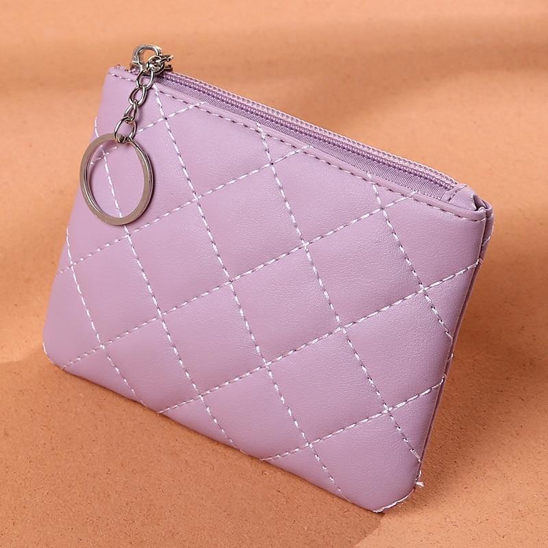 Women PU Leather Zip Coin Wallet Key Chain Fashion Small Purse Money Designer Short Change Pouch Mini Handbags