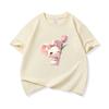 Kids Cotton T Shirt Charming Mouse With Pink Tulip Flower Print Crew Neck Short Sleeve Tee Casual Boys Girls Summer Tops