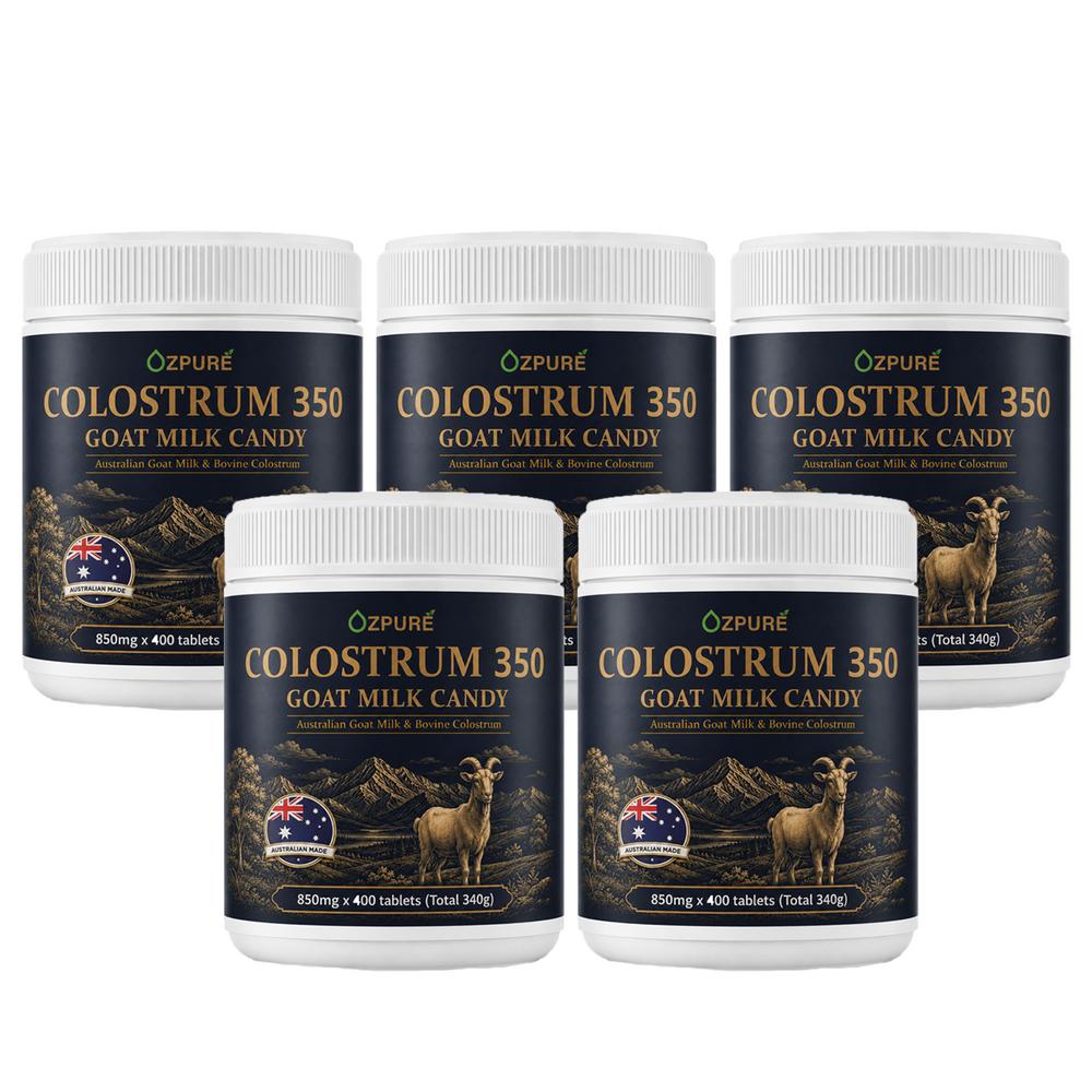 OzPure Australian Premium Colostrum Goat Milk Protein Chewables for the Whole Family 5 pcs 400 Tablets