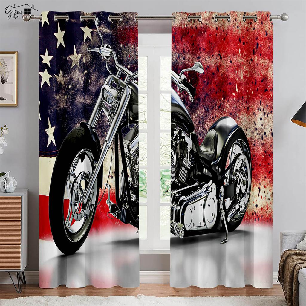 3D-печать Крутые шторы с изображением мотоцикла Ретро Мотоцикл Индустриальный стиль Спальня Гостиная Балкон Автомобильная линия Декоративные шторы