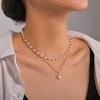 Корейская версия в стиле Инс, двухслойная цепочка на шею с жемчужной подвеской, элегантное женское колье